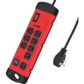 Digital Energy World 10-Outlets Surge Suppressor/Protector - 8 x AC Power, 2 x USB - 1875 VA - 1960 J - 120 V AC Input - 15 ft
