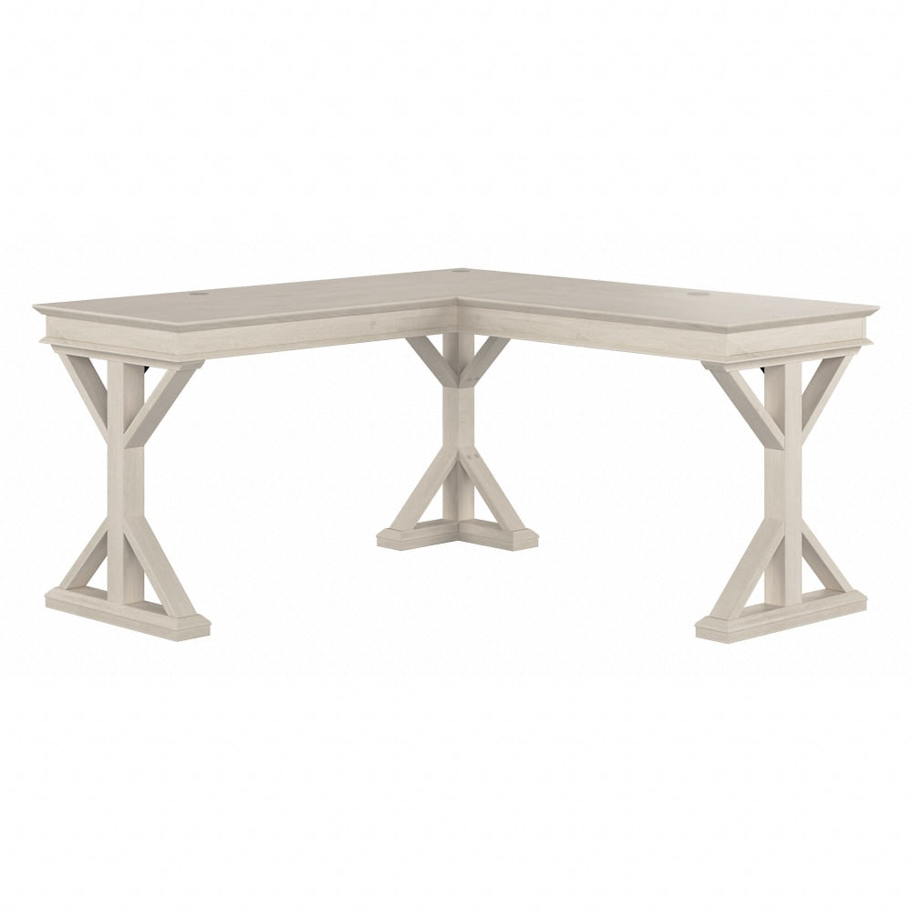 Bush Business Furniture Homestead 60inW Farmhouse L-Shaped Corner Desk, Linen White Oak, Standard Delivery