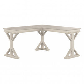Bush Business Furniture Homestead 60inW Farmhouse L-Shaped Corner Desk, Linen White Oak, Standard Delivery