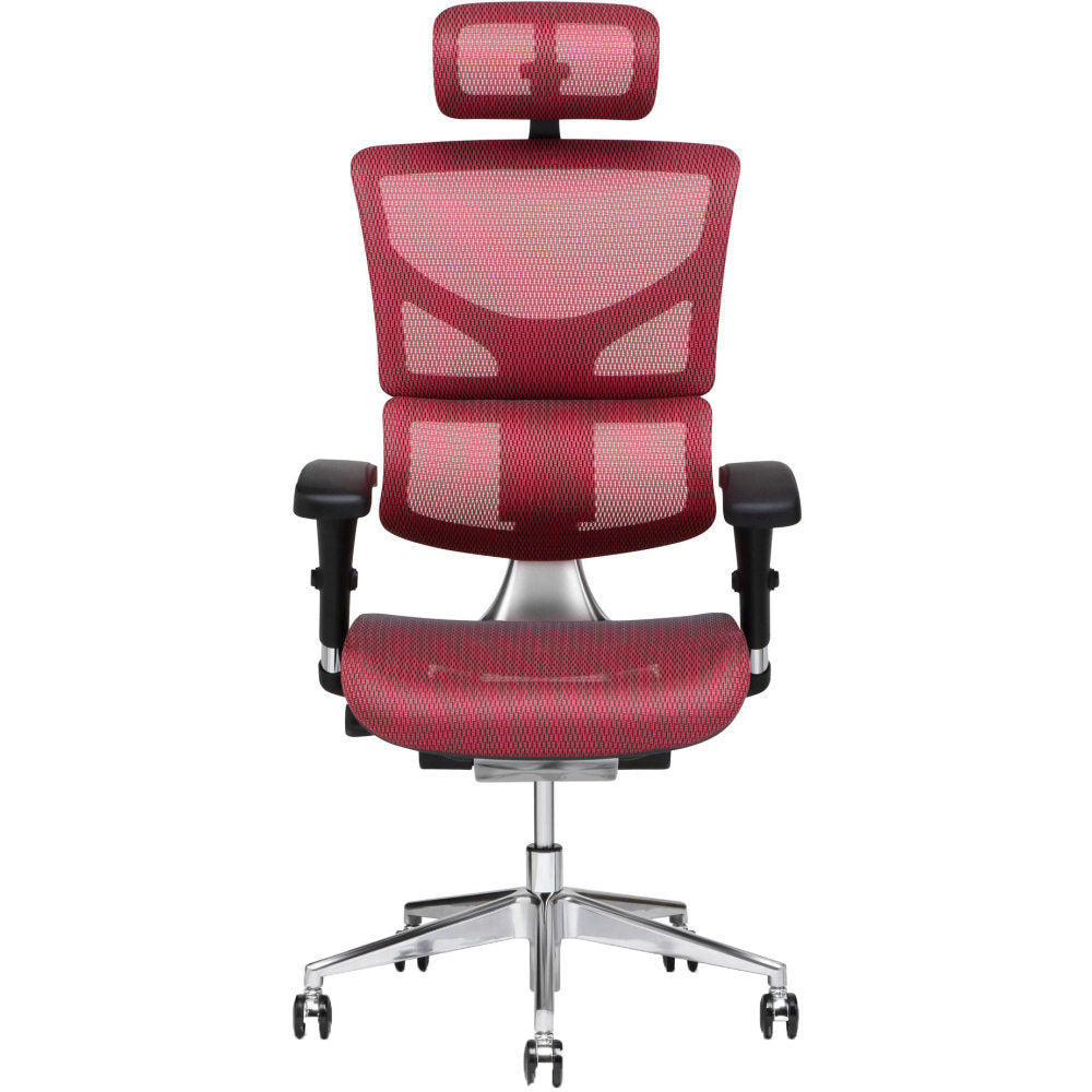 X-Chair X2 Ergonomic Mesh High-Back Task Chair With Headrest, Red