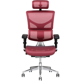 X-Chair X2 Ergonomic Mesh High-Back Task Chair With Headrest, Red