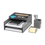 Realspace 5-Piece Desk Organizer Set With Antimicrobial Treatment, Gray