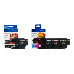 Brother LC71 4-Color Black/Cyan/Magenta/Yellow Ink Cartridges, Pack Of 4 Cartridges, LC71SET-OD