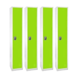 Alpine AdirOffice 1-Tier Steel Lockers, 72inH x 12inW x 12inD, Green, Pack Of 4 Lockers