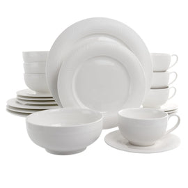 Elama Dione 20-Piece Porcelain Dinnerware Set, White