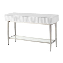 Load image into Gallery viewer, Coast to Coast Peaks Coastal Console Table, 30inH x 48inW x 16inD, Waves Glossy White/Chrome