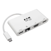 Load image into Gallery viewer, Tripp Lite USB C Docking Station Adapter 4K w/ HDMI, VGA, Gigabit Ethernet, USB-A Hub White, Thunderbolt 3 Compatible - for Notebook/Tablet/Smartphone/Projector/Monitor - USB 3.1 Type C - 2 x USB Ports