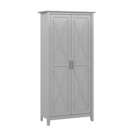 Bush Furniture Key West 32inW Tall Storage Cabinet With Doors, Cape Cod Gray, Standard Delivery