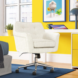 Serta Ashland Mid-Back Office Chair, Ivory/Chrome