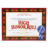 Hayes High Honor Roll Certificates, 8 1/2in x 11in, Beige/Red, 30 Certificates Per Pack, Bundle Of 6 Packs