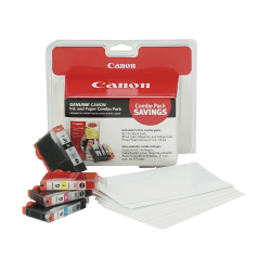 Canon BCI-3e/BCI-6 ChromaLife 100 Black/Color Ink Cartridges 50-Sheet Paper Value Pack (4479A292), Pack Of 4 Cartridges