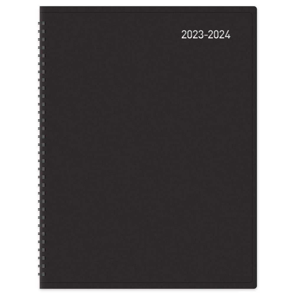 2023-2024 Office Depot Brand 18-Month Academic Planner, 9in x 11in, 30% Recycled, Black, July 2023 to December 2024