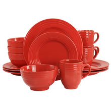 Load image into Gallery viewer, Gibson Home Stanza 16-Piece Stoneware Dinnerware Set, Red