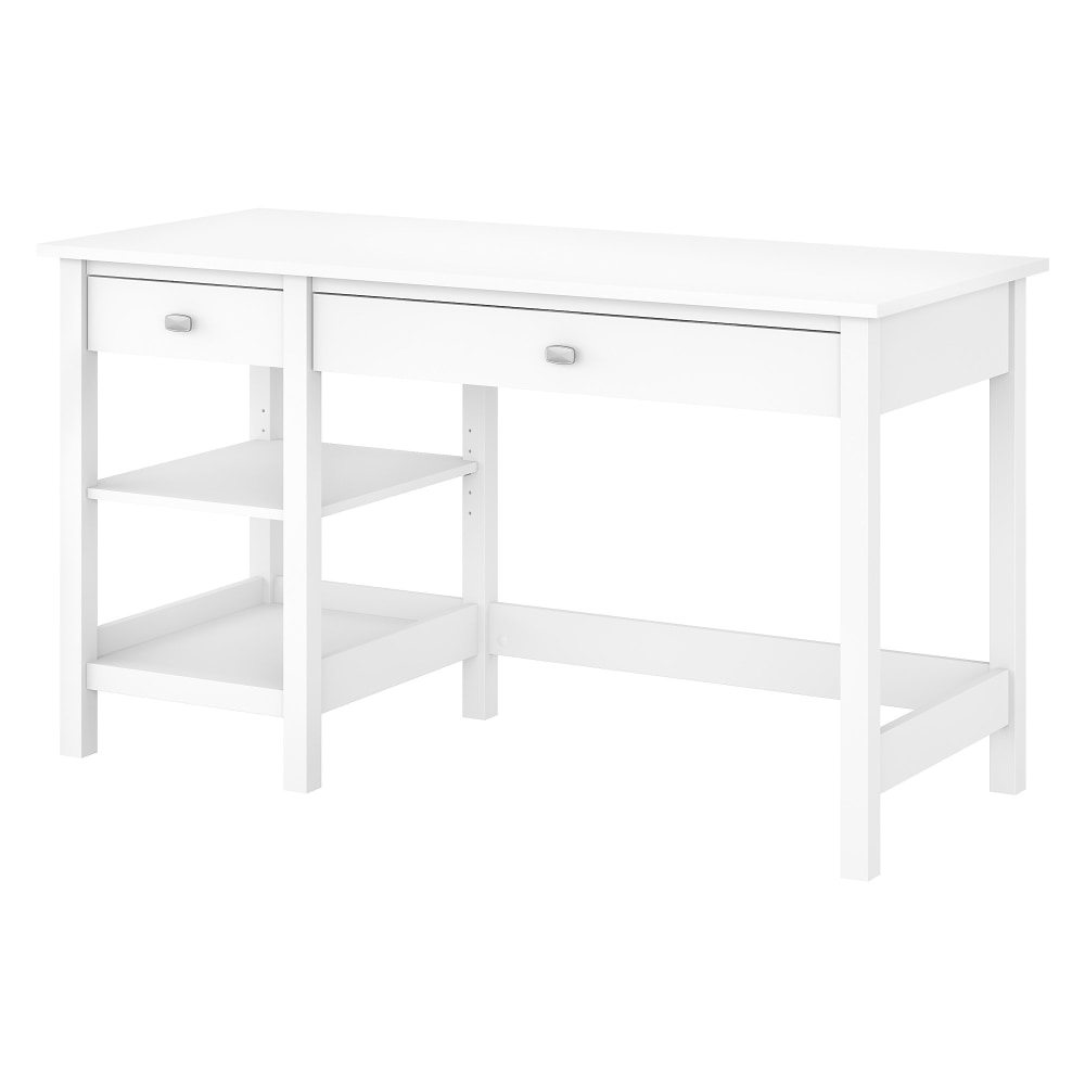 Bush Furniture Broadview 54inW Computer Desk With Open Storage, Pure White, Standard Delivery