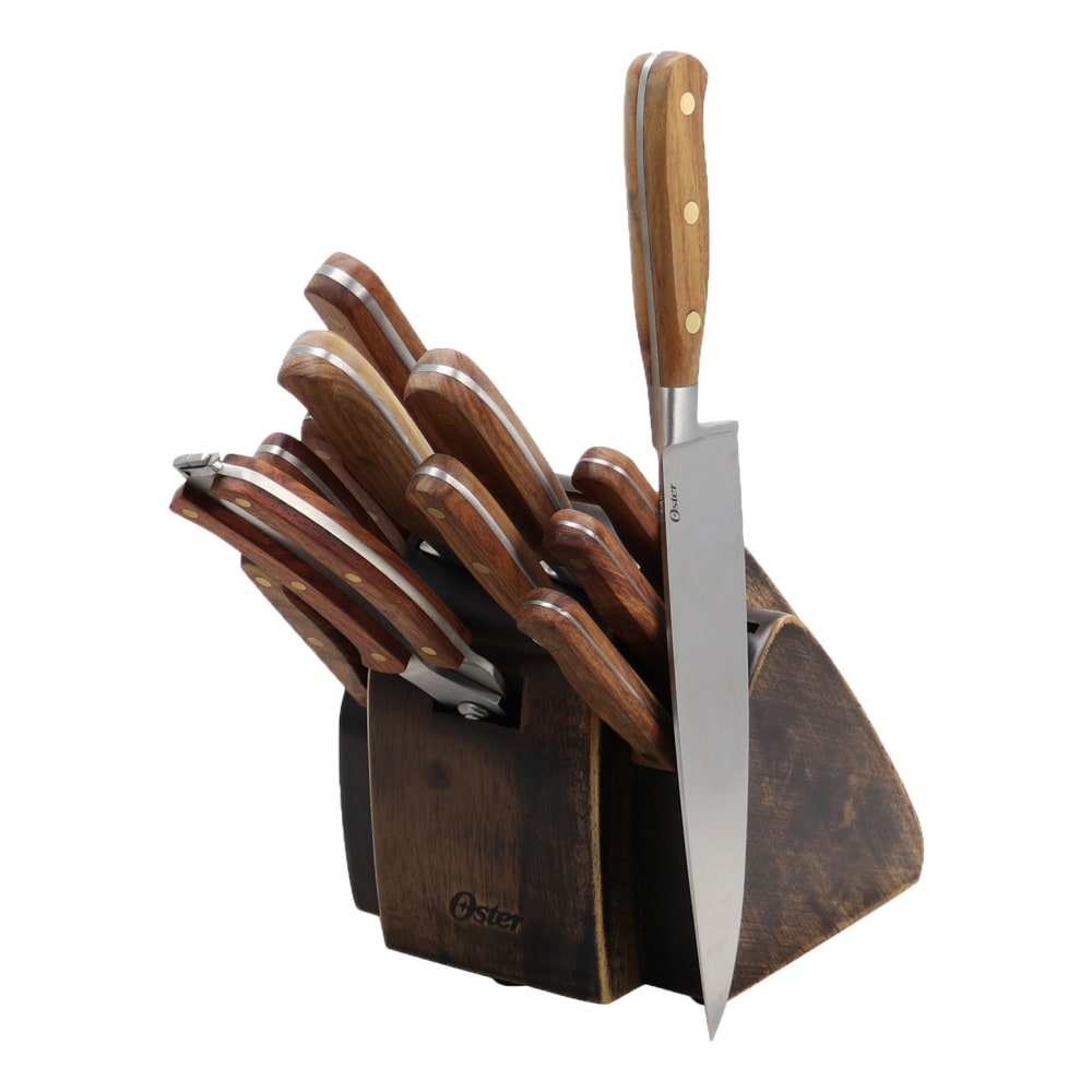 Oster Cuisine Riverdale Stainless-Steel 14-Piece Cutlery Set, Rose Wood