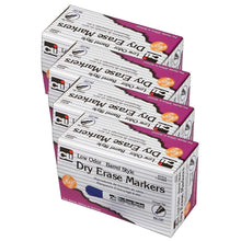 Load image into Gallery viewer, Charles Leonard Dry Erase Markers, Barrel Style, Chisel Point, Blue, 12 Markers Per Box, Set Of 4 Boxes