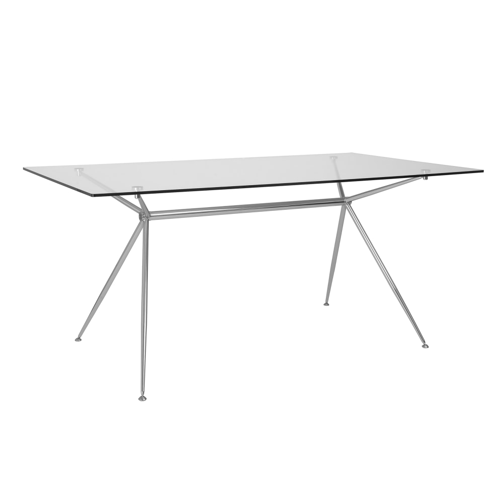 Eurostyle Atos Dining Table, 29-3/4inH x 66inW x 36inD, Chrome/Clear