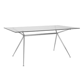 Eurostyle Atos Dining Table, 29-3/4inH x 66inW x 36inD, Chrome/Clear