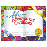 Hayes Music Achievement Certificates, 8 1/2in x 11in, Multicolor, 30 Certificates Per Pack, Bundle Of 6 Packs