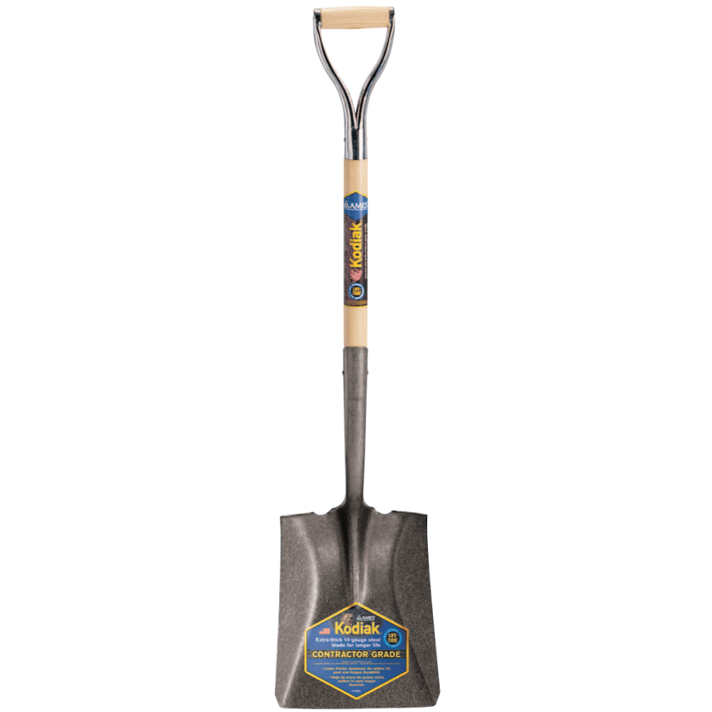 Kodiak Square Point Wood Shovels, 11.5 X 9.75 Blade, 30 in White Ash D-Handle