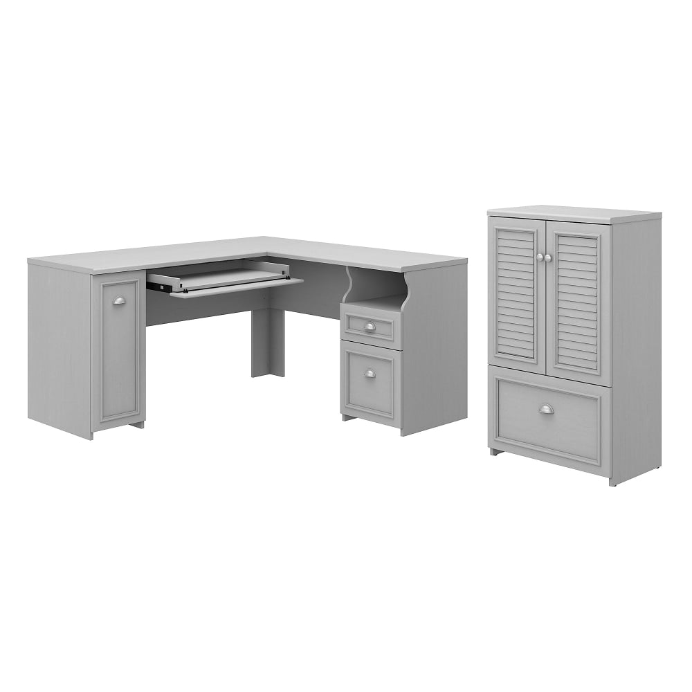 Bush Business Furniture Fairview 60inW L-Shaped Corner Desk And Storage Cabinet With Drawer, Cape Cod Gray, Standard Delivery