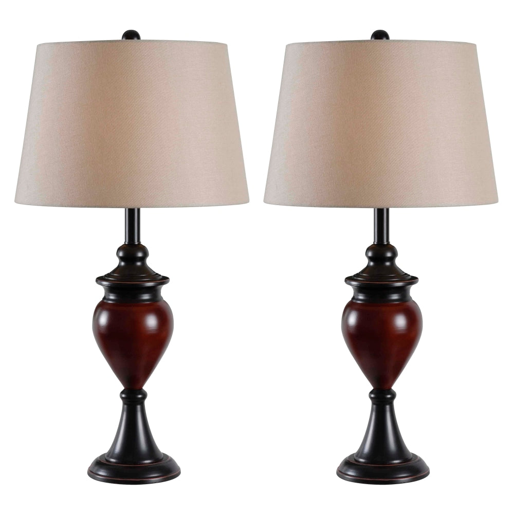 Kenroy Home Elliot Table Lamps, 28-1/2inH, Cream Shade/Oil-Rubbed Bronze Base, Set Of 2 Lamps