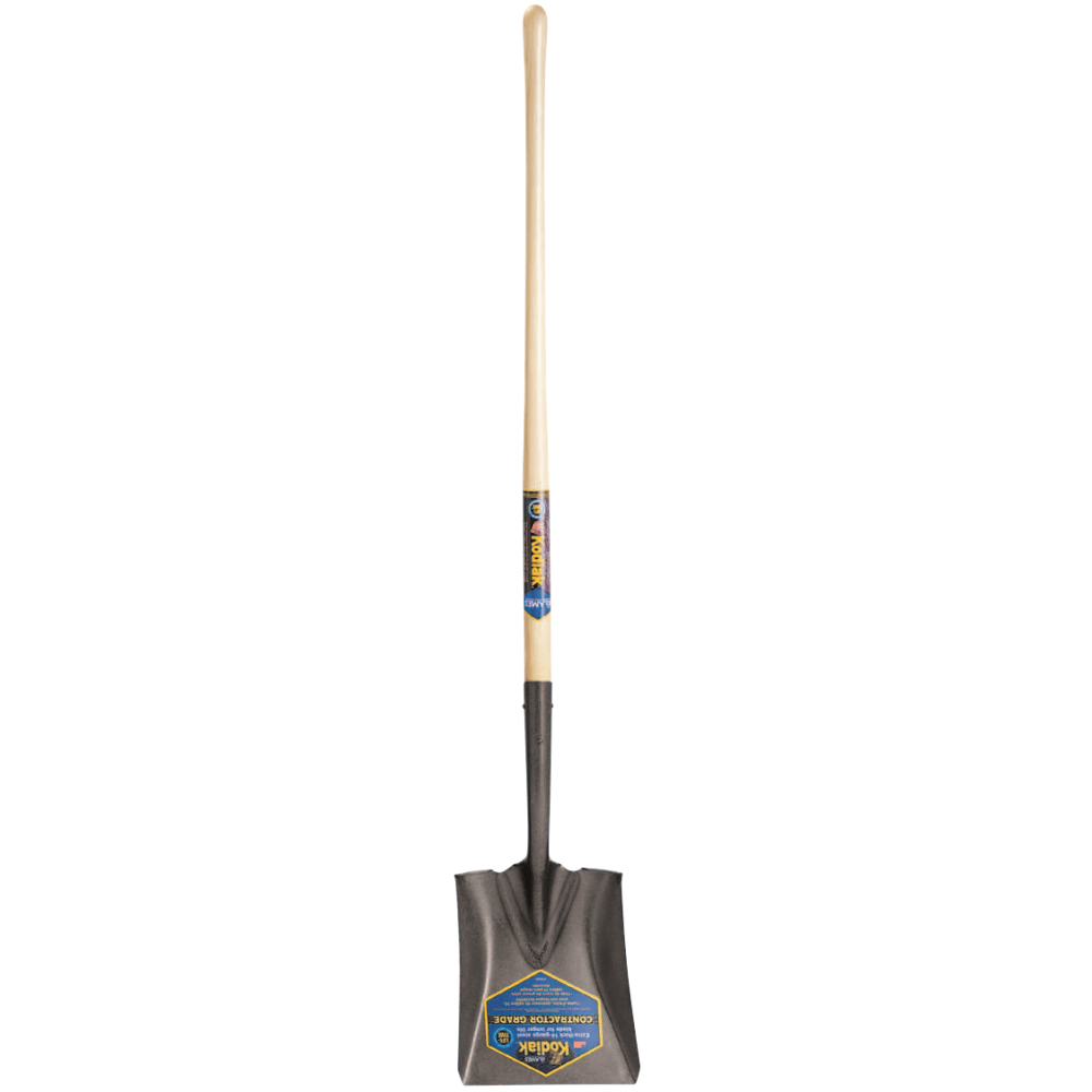 Kodiak Wood Shovels, 11 5/8 X 9 3/4 Squ Pt Blade, 47in White Ash Straight Handle