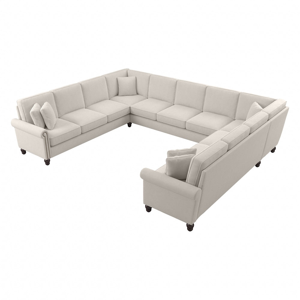 Bush Furniture Coventry 137inW U-Shaped Sectional Couch, Light Beige, Standard Delivery