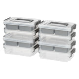IRIS 2-Cup Layered Latch Boxes, 10-7/8in x 7-3/4in x 5-3/8in, Clear, Pack Of 4 Boxes