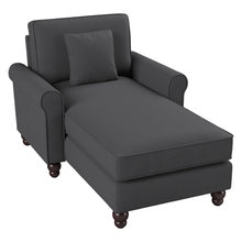 Load image into Gallery viewer, Bush Furniture Hudson Chaise Lounge With Arms, Charcoal Gray Herringbone, Standard Delivery