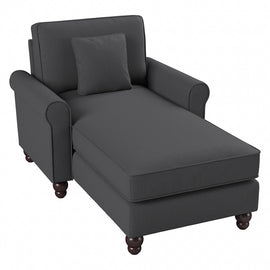 Bush Furniture Hudson Chaise Lounge With Arms, Charcoal Gray Herringbone, Standard Delivery