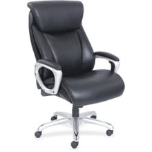 Load image into Gallery viewer, Lorell Big &amp; Tall Bonded Leather Executive Chair With Flexible Air Technology, Loop Arms, Black/Silver