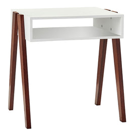 Adesso Laurel End Table, 21-3/4inH x 20-1/2inW x 17-3/4inD, White/Walnut Oak