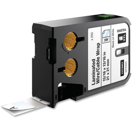 DYMO XTL Laminated Wire/Cable Wrap, DYM1868704, 53/64inW x 53/64inL, Square, Thermal Transfer, White, Vinyl, Cartridge Of 250