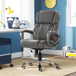 Serta Works Ergonomic Bonded Leather High-Back Office Chair, Harvard Gray/Silver