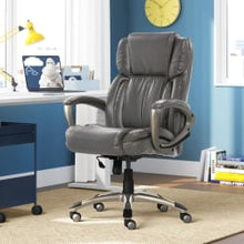 Load image into Gallery viewer, Serta Works Ergonomic Bonded Leather High-Back Office Chair, Harvard Gray/Silver