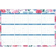 Load image into Gallery viewer, 2023-2024 AT-A-GLANCE BADGE Erasable Reversible Academic/Regular Year Wall Calendar, 24in x 36in, Floral, January to December 2024/July 2023 to June 2024, 1664F-550SB