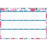 2023-2024 AT-A-GLANCE BADGE Erasable Reversible Academic/Regular Year Wall Calendar, 24in x 36in, Floral, January to December 2024/July 2023 to June 2024, 1664F-550SB