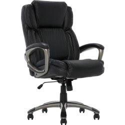 Serta Works Ergonomic Bonded Leather High-Back Office Chair, Midnight Black/Silver