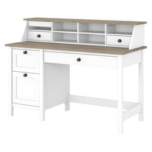 Load image into Gallery viewer, Bush Furniture Mayfield 54inW Computer Desk With Drawers And Desktop Organizer, Pure White/Shiplap Gray, Standard Delivery