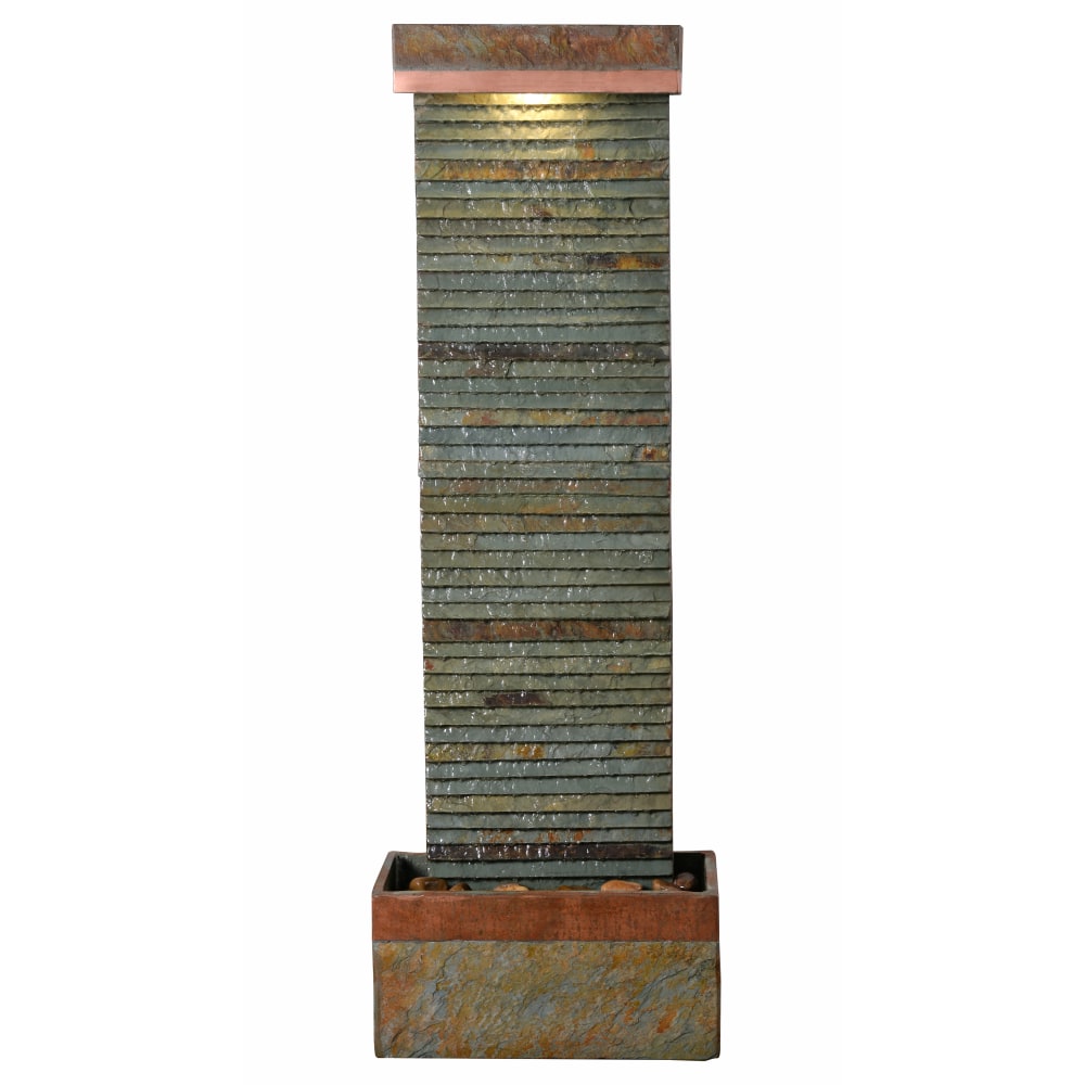 Kenroy Home Stave Indoor/Outdoor Floor Fountain, 48inH x 16inW x 8inD, Slate/Copper