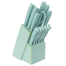 Load image into Gallery viewer, Gibson Home Plaza Cafe 14-Piece Stainless-Steel Cutlery Set, Light Blue