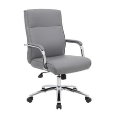 Load image into Gallery viewer, Boss Office Products Modern Executive Conference Ergonomic Chair, Caressoft Vinyl, Gray/Chrome