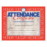 Hayes Attendance Certificates, 8 1/2in x 11in, Beige/Red, 30 Certificates Per Pack, Bundle Of 6 Packs