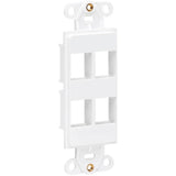 Tripp Lite Center Plate Insert Decora Vertical 4-Port for A/V VoIP Ethernet - 4 x Total Number of Socket(s) - White - Acrylonitrile Butadiene Styrene (ABS) - TAA Compliant