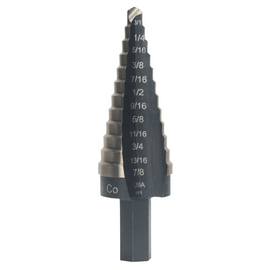 Cobalt Step Drills, 3/16 in-7/8 in, 12 Steps