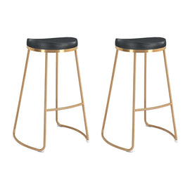 Zuo Modern Bree Barstools, Black/Gold, Set Of 2