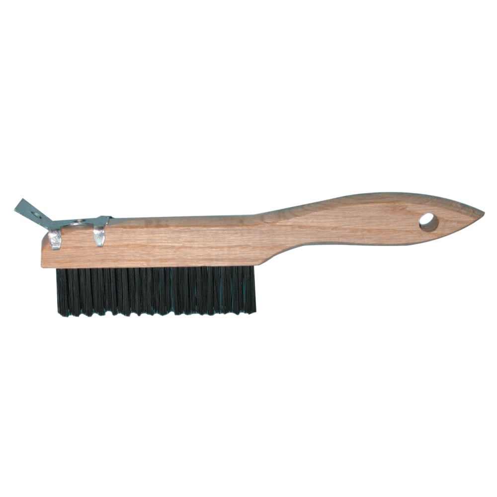 Magnolia Brush Shoe-Handle Wire Scratch Brushes, Carbon Steel Wire, 10in, 4 x 16 Rows, Pack Of 12 Brushes
