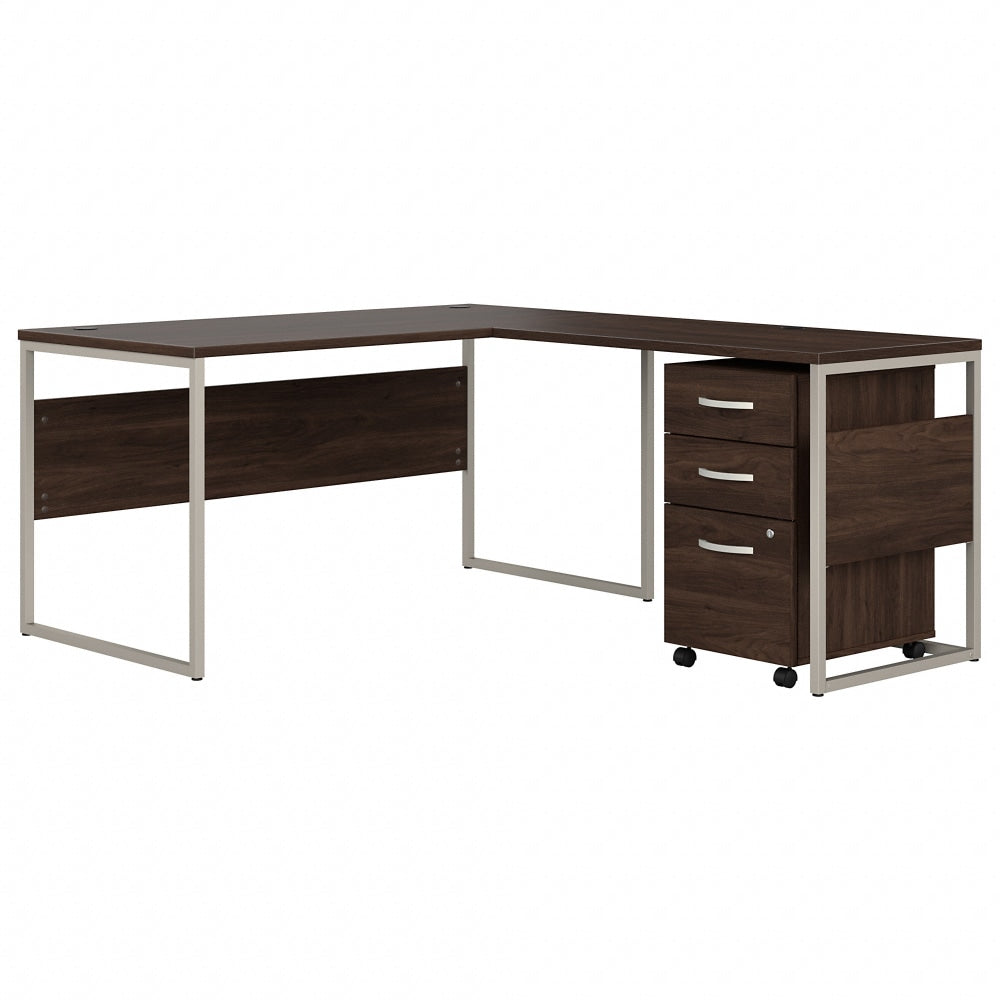 Bush Business Furniture Hybrid 60inW L-Shaped Corner Desk Table With Mobile File Cabinet, Black Walnut, Standard Delivery