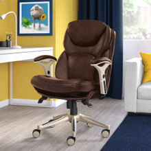 Load image into Gallery viewer, Serta Works Bonded Leather Mid-Back Office Chair With Back In Motion Technology, Old Chestnut/Silver